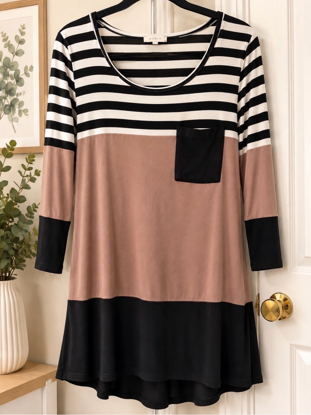 Reborn Black and White Striped Tunic Top